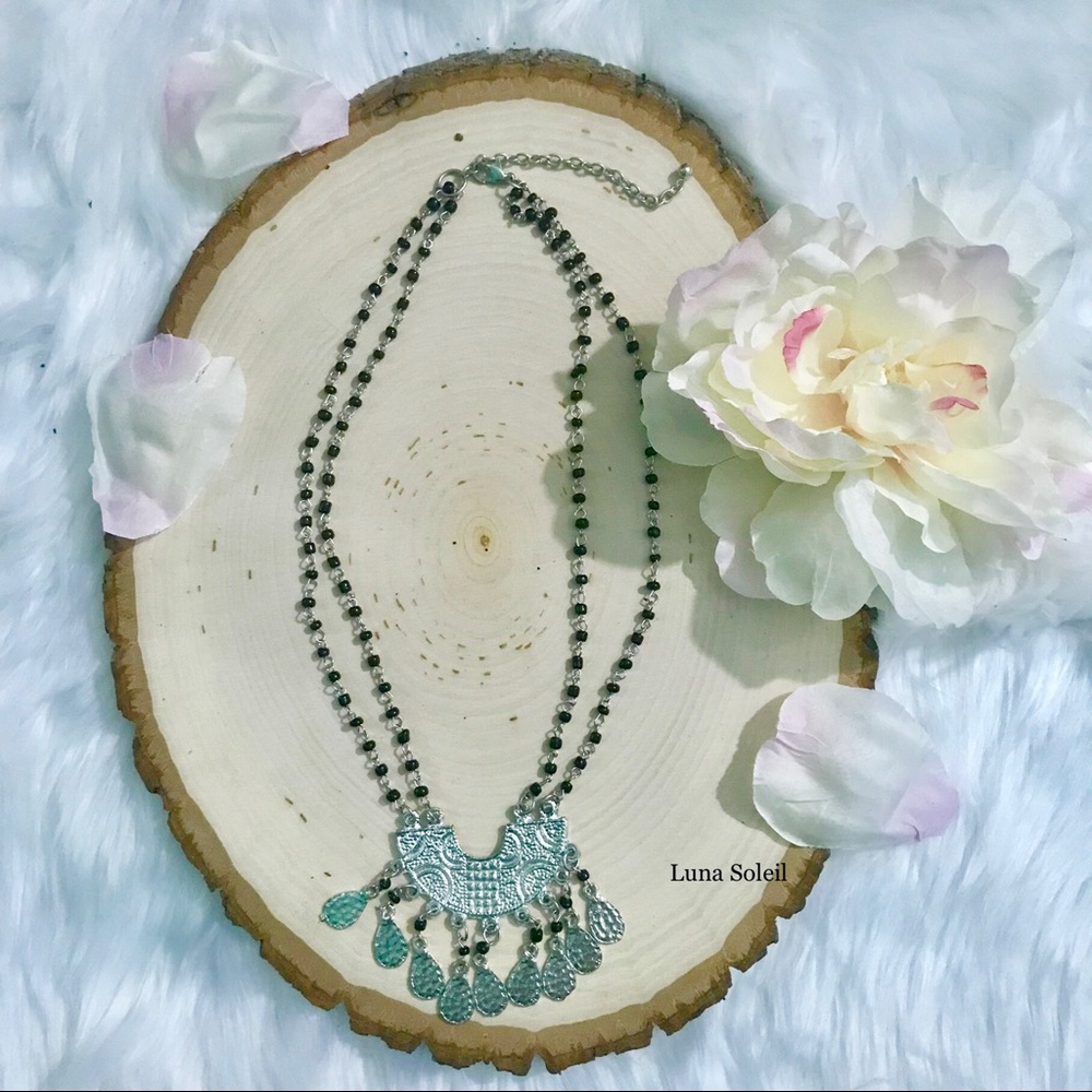 Flynn Beaded Silver Necklace